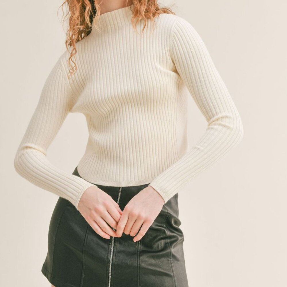 Women's Basic Rib Knit Layer Sweater | Ivory